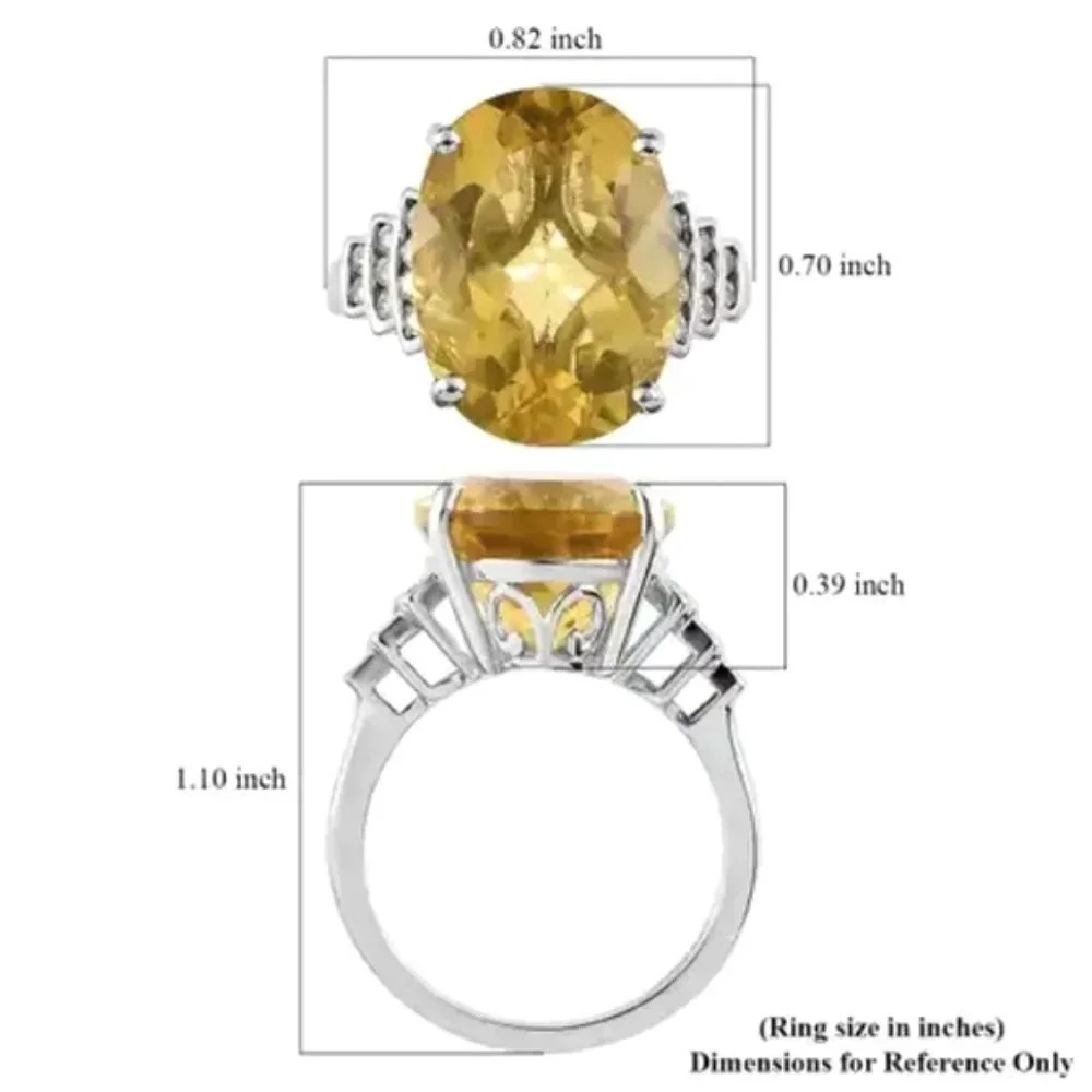 Natural Canary Fluorite & White Zircon Ring - Picture 10 of 10